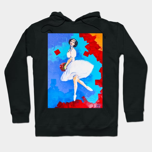 Ballerina with a bouquet of scarlet roses Hoodie by NataliaShchip